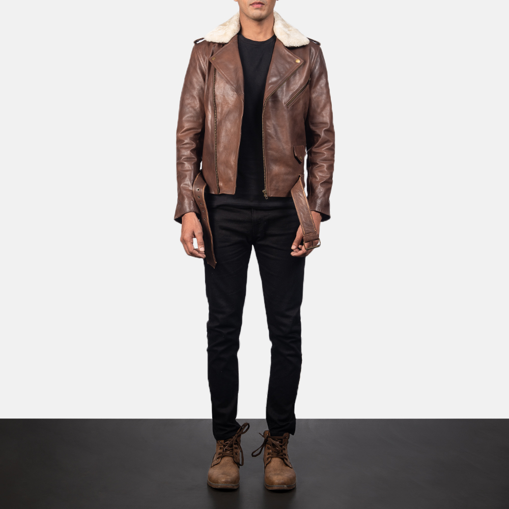 Leather and outlet fur biker jacket